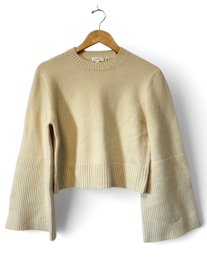 Alc Clover Sweater Womens Large Cream Merino Wool Boho Costal Cowgirl